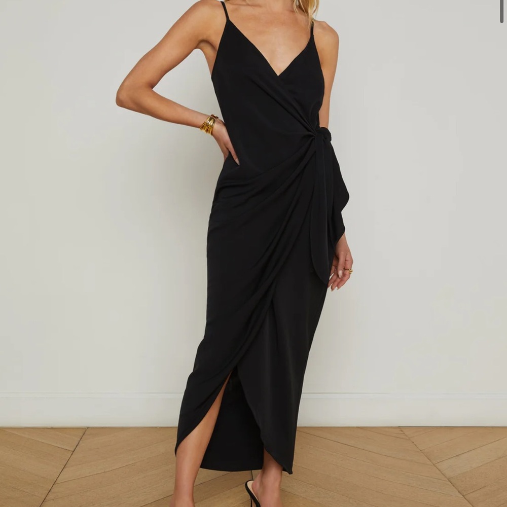 L'AGENCE Black Asymmetrical Dress